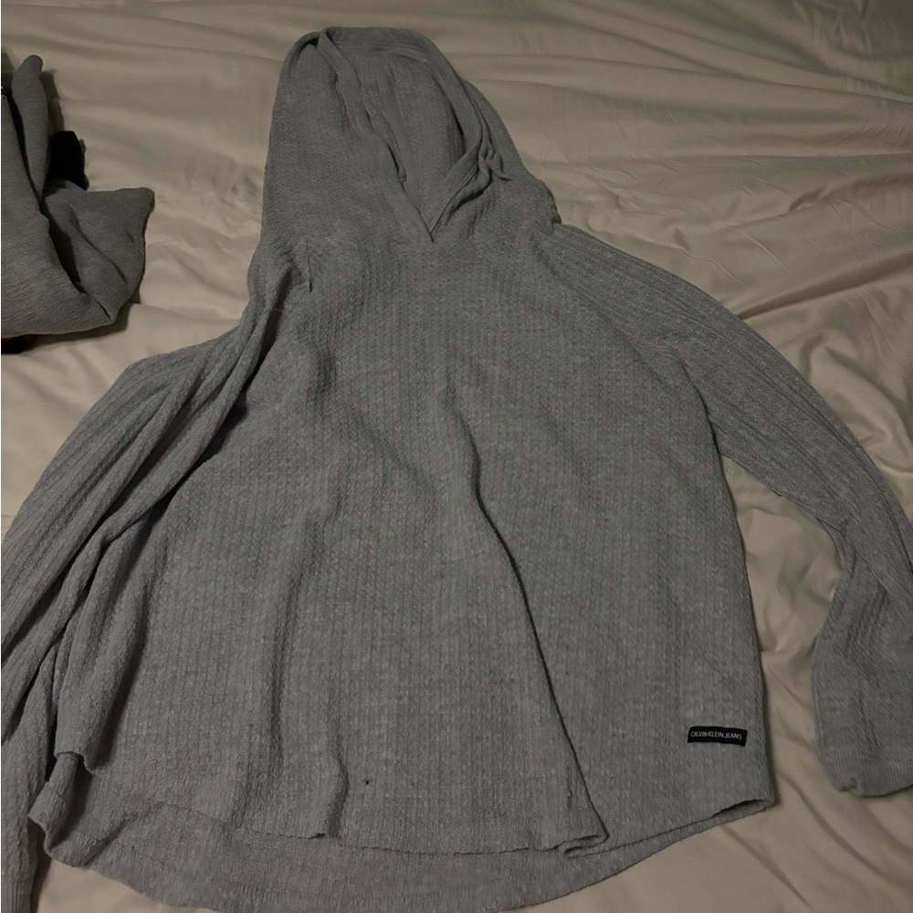 Calvin Klein Jeans Gray Textured Knit Sweater